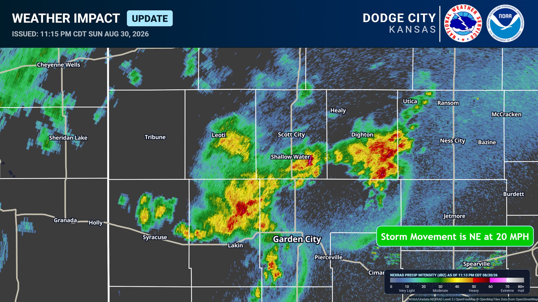 【7月25日迄】September sound the Dogu Strong storms near Garden City Kansas with 50 mph winds