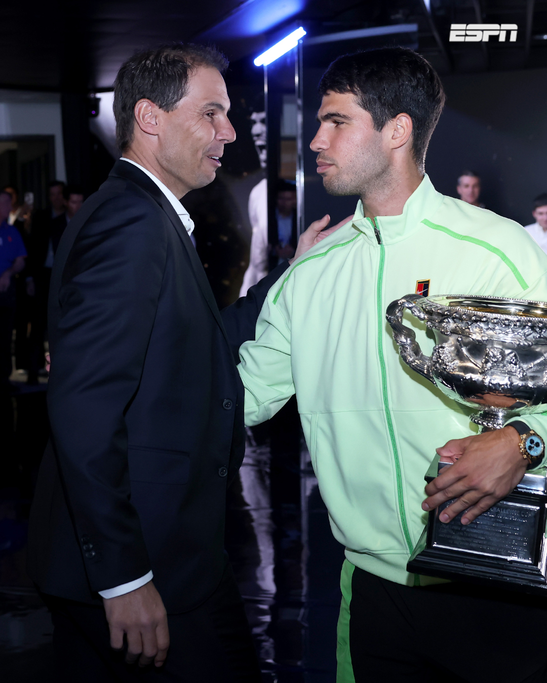 ESPN - Real recognises real 🤝 Rafael Nadal congratulates Carlos Alcaraz ...