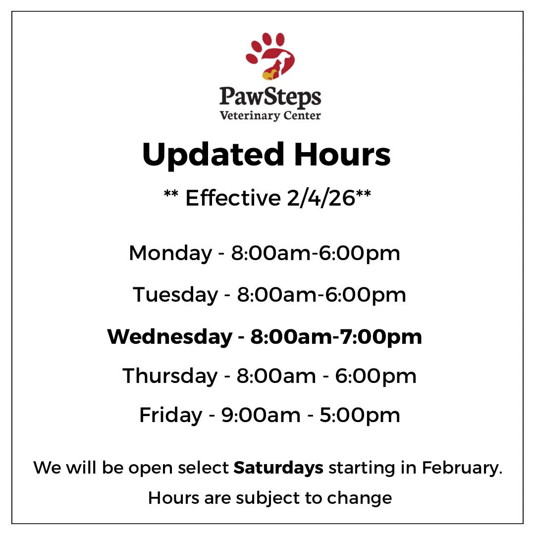 PawSteps - 🐾 Updated Hours at PawSteps Veterinary Center 🐾 Starting ...
