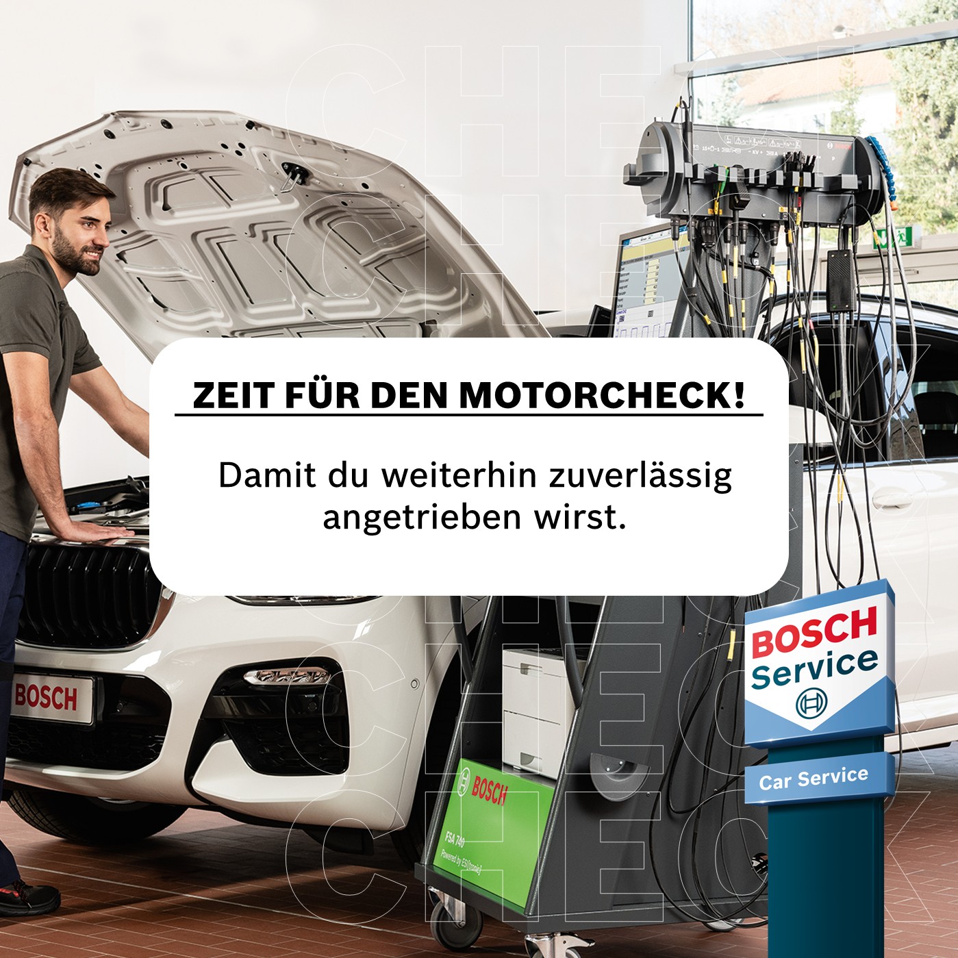 Van - Bei einem professionellen Motorcheck wird eine Kontrolle und ...