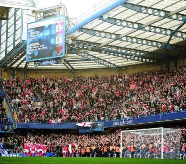 British - Arsenal fans at Stamford Bridge on this day back in 2011 ...