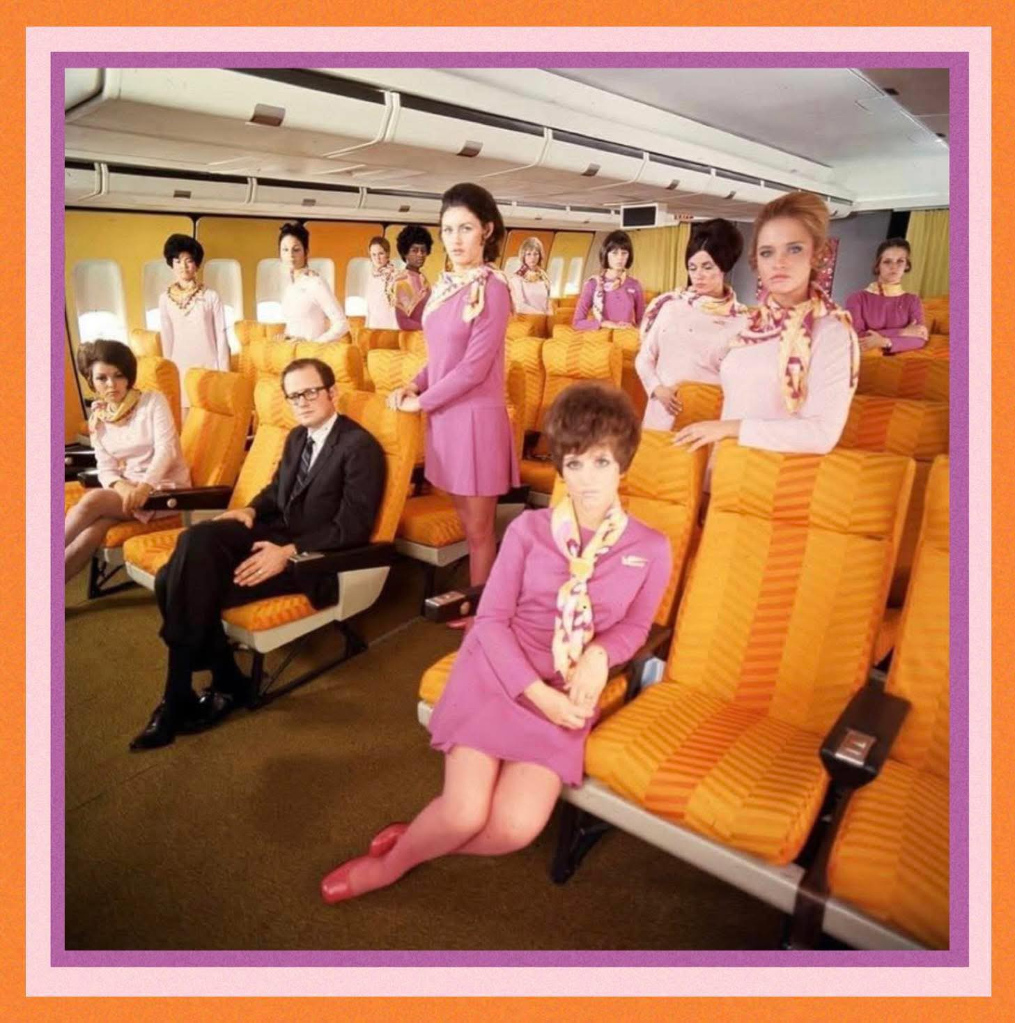 Braniff Airlines, 1965. Decor by Alexander Girard, uniform by