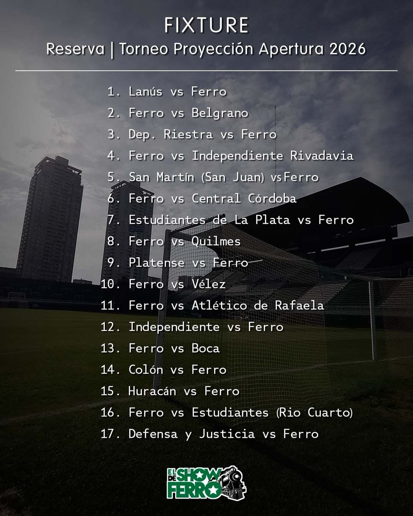 El - ATENCIÓN El fixture de #Ferro para el #TorneoProyeccion Apertura ...
