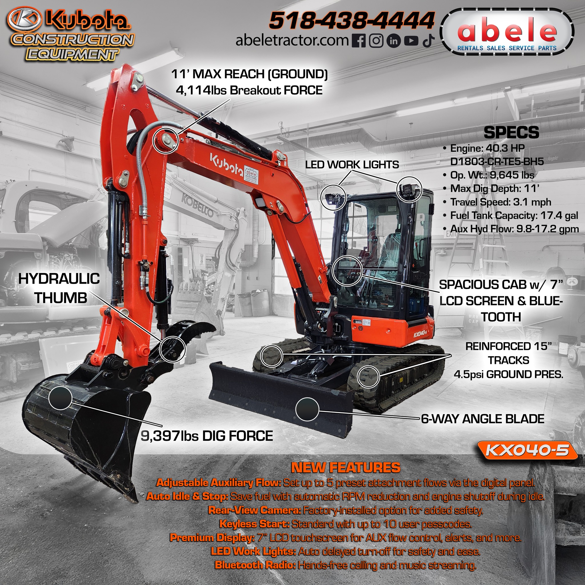 Abele - Let's talk specs! The Kubota KX040-5 Excavator is built