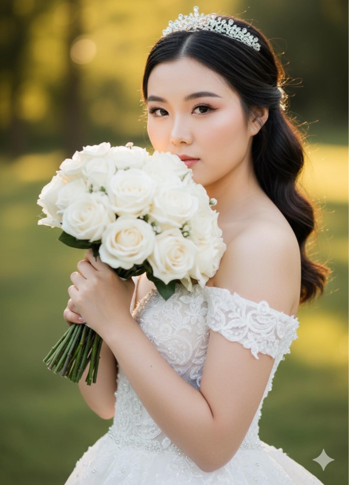Uka - “Create a close-up outdoor bridal portrait using the uploaded ...