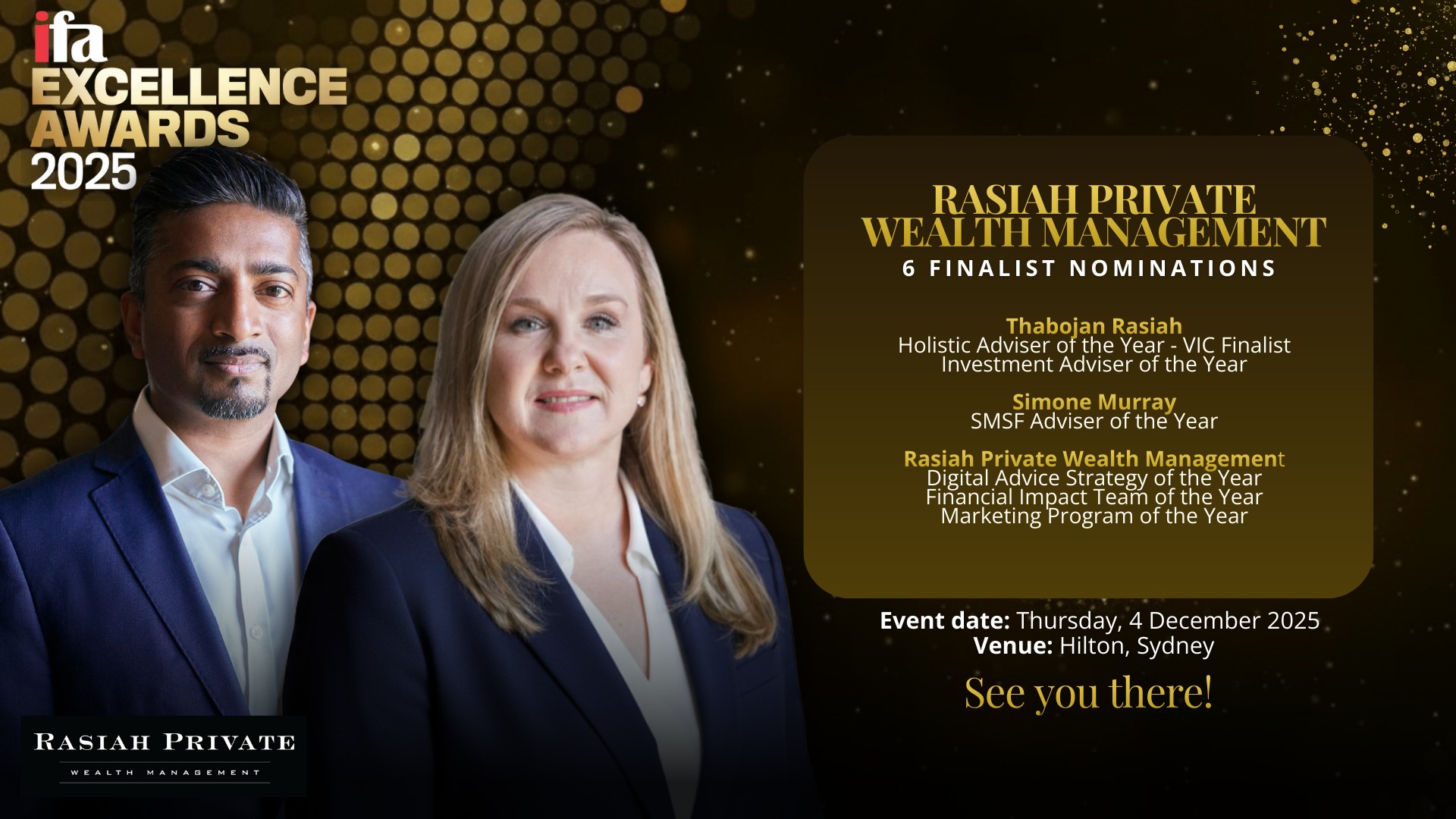 Rasiah - Excited to announce that RPWM is a finalist across six ...