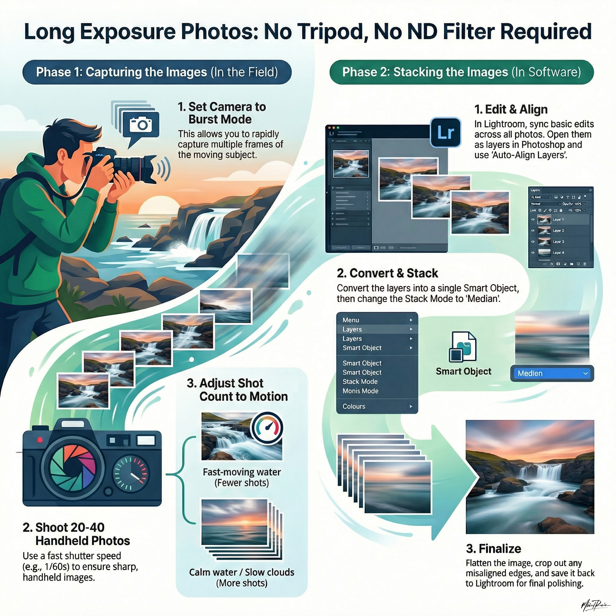 Michael - You don’t always need an ND filter or a tripod to create that ...