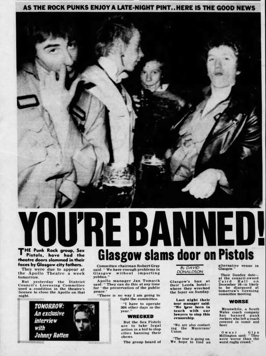 Sex Pistols in the Daily Record. (1976)