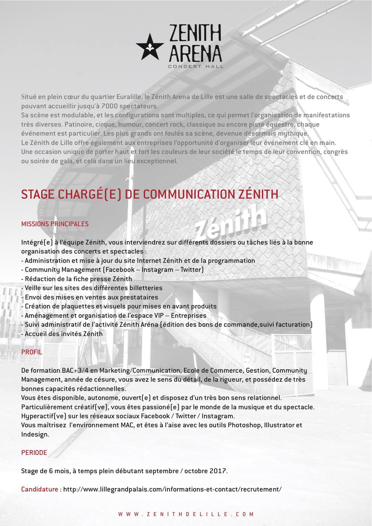 Zénith de Lille - - STAGE CHARGE(E) DE COMMUNICATION AU...