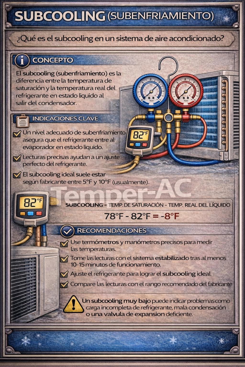 Temper-AC - 🔧 ️ ¿Qué es el Subcooling (Subenfriamiento) en... | Facebook