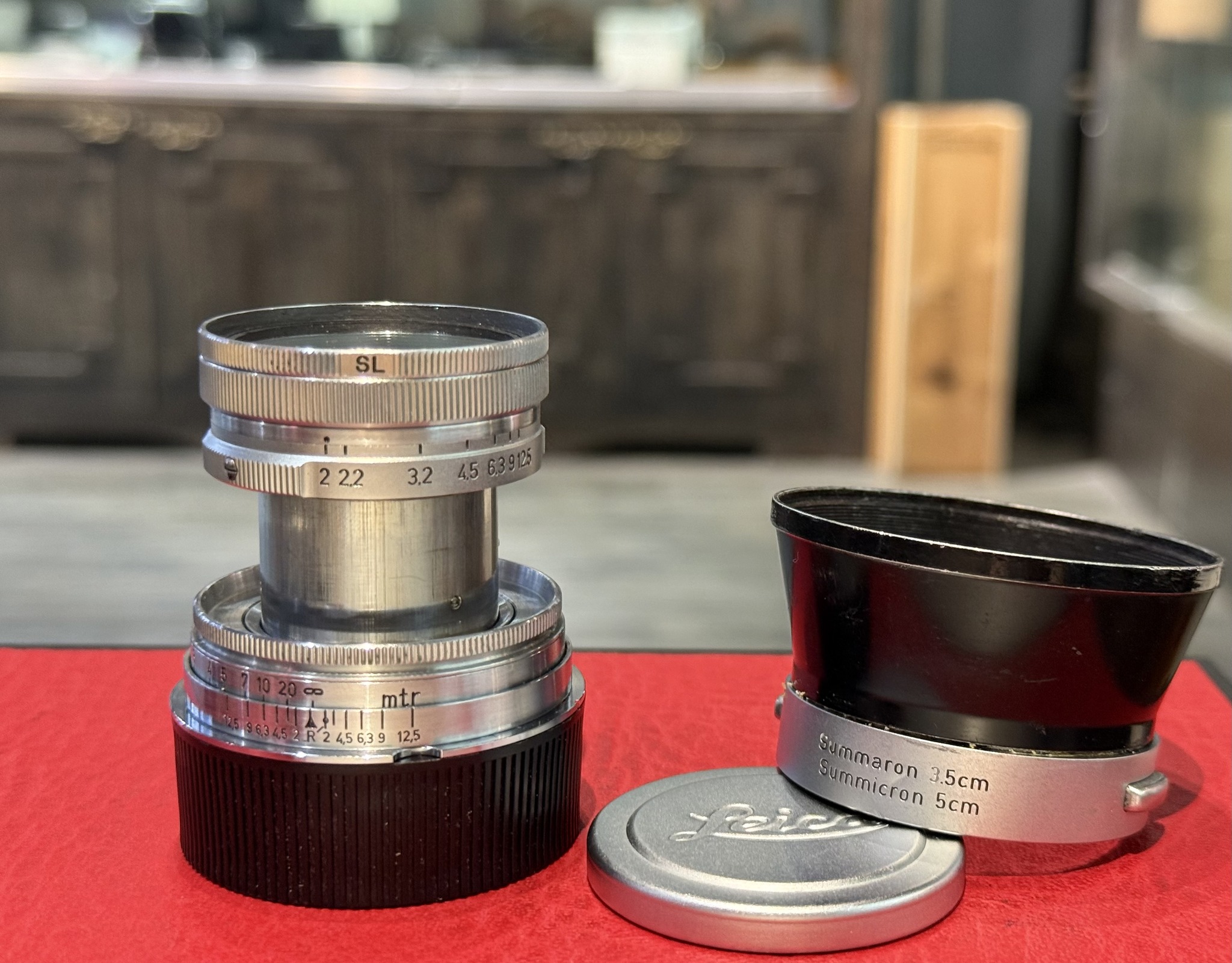 Leica summitar 5cm f2 ltm lens with 3rd party adapter to M, caps