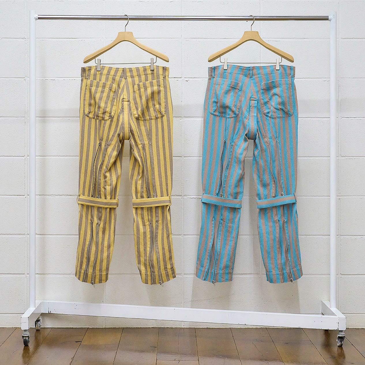 UNUSED 25年モデル UW1160 Stripe Bondage Pant UNUSED UW1160 Stripe Bondage pants. ¥41,800- YELLOW x GRAY