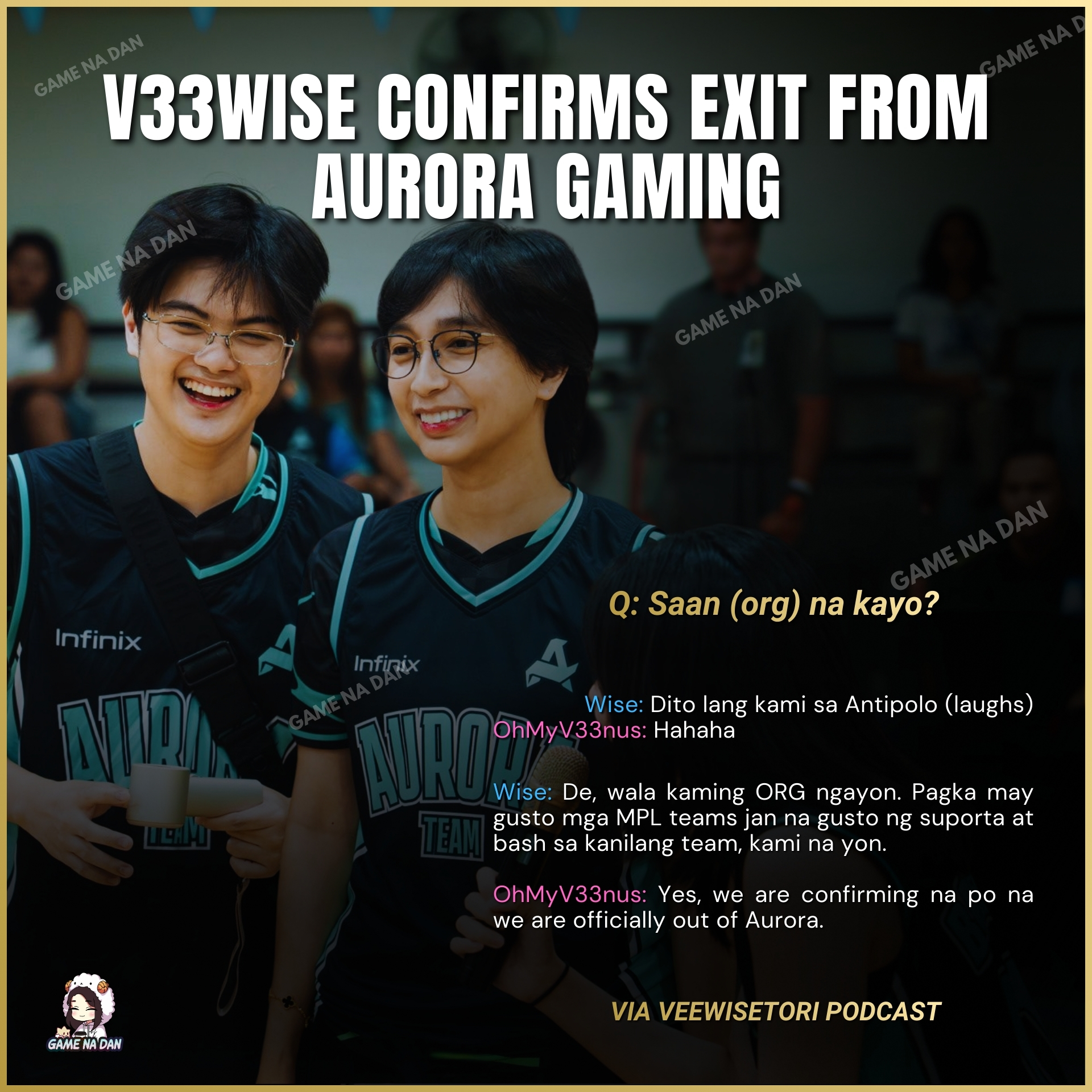 Game - Royal Duo V33Wise leaves Aurora Gaming. 💔 #mpl #mplph #mlbb # ...