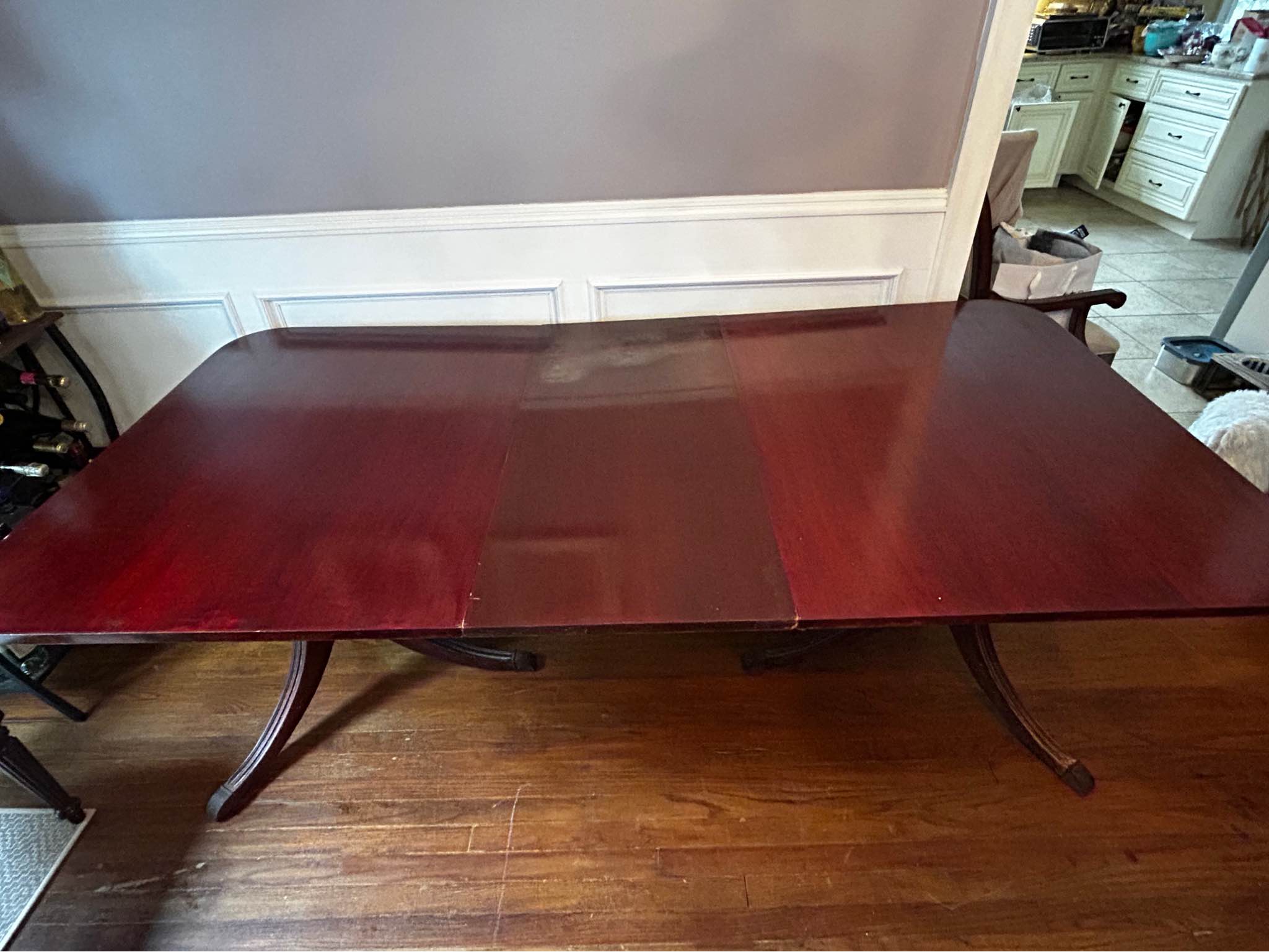 Extendable Dark Wood Dining Table with four chairs 78x 40 Chairs needs ...