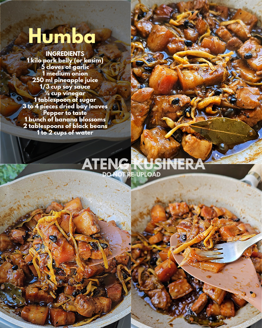 Ateng - Pork Humba Recipe ️🥰 INGREDIENTS 1 kilo pork belly (or kasim) 5 ...