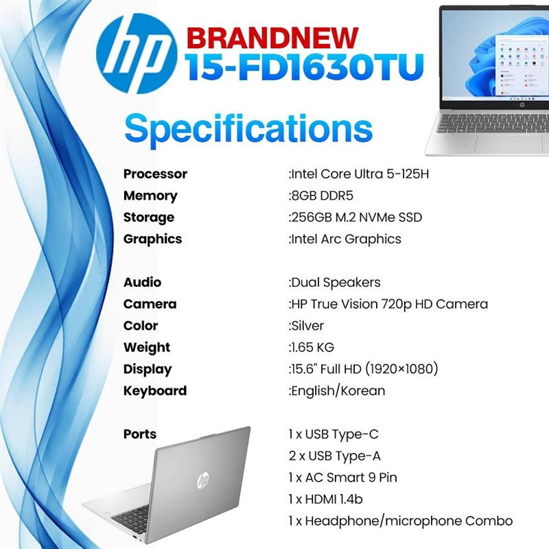 Brand New HP 15-FD1630TU 💻 Intel Core Ultra 5-125H / 8GB DDR5