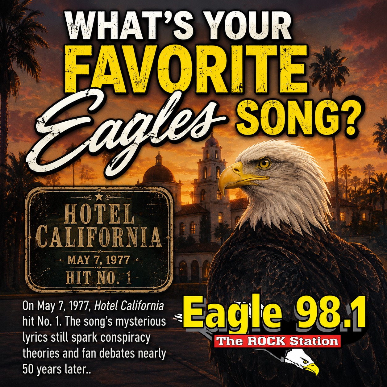 49 years ago today, eagles released “hotel california,” the iconic 