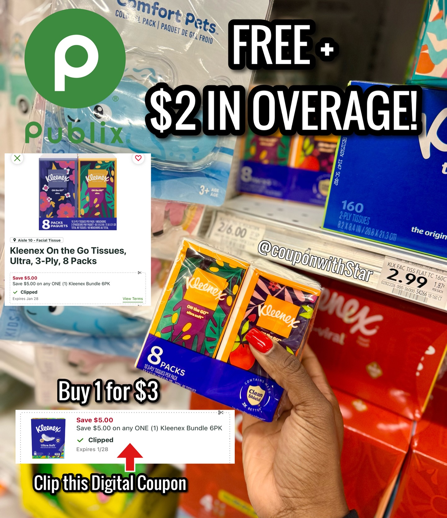 Coupon - Easy $2 Money Maker at Publix - buy this Kleenex to go pack ...