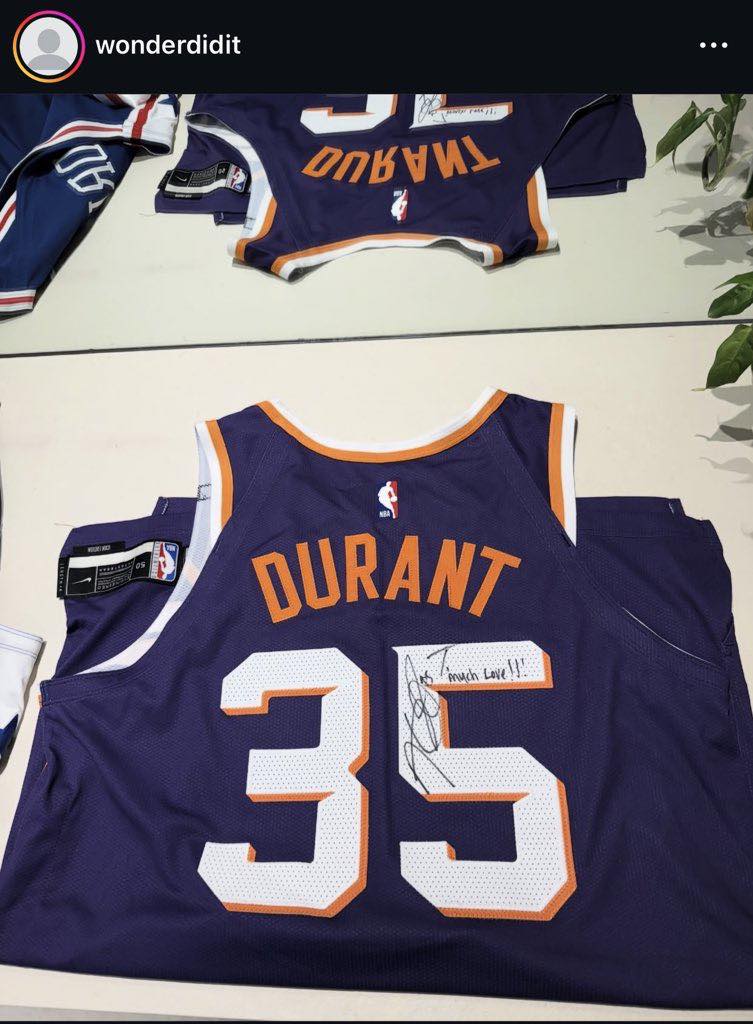 Tyler Herro on IG posted a signed Kevin Durant jersey that reads