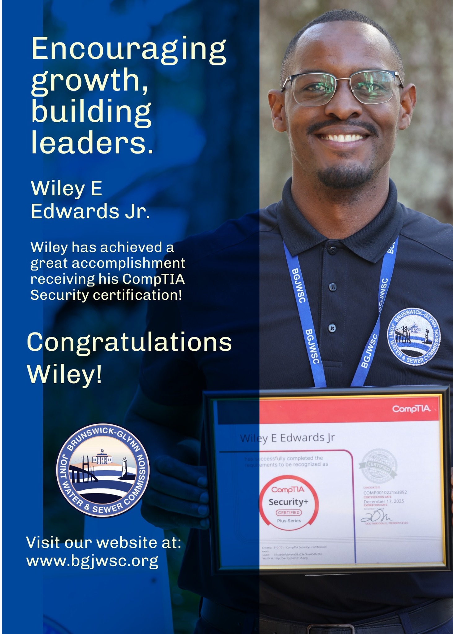 Congratula... - Brunswick-Glynn Joint Water & Sewer Commission | Facebook