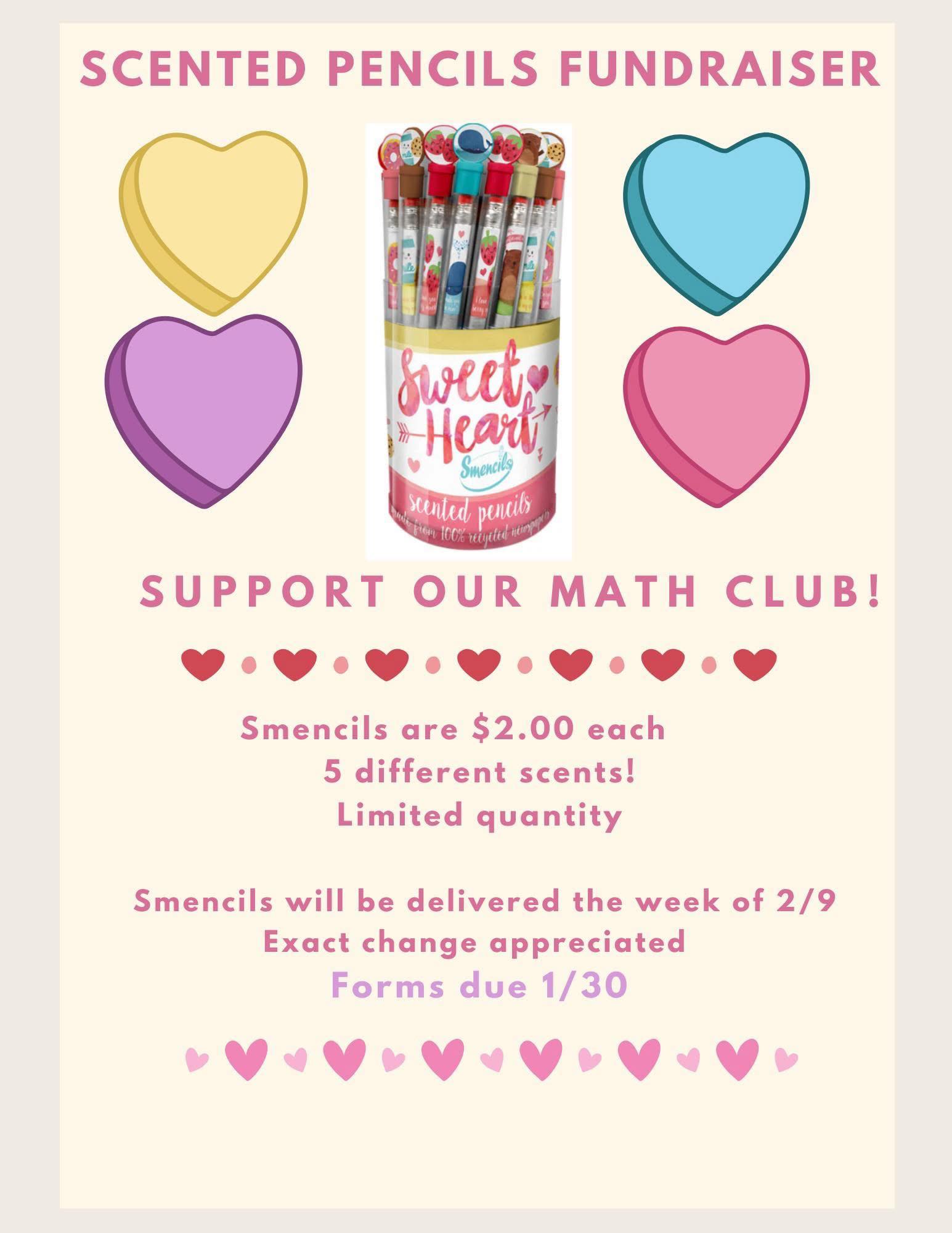 ✏️ Math Club Fundraiser Update! ✏️ Our fundraiser Smencils are 