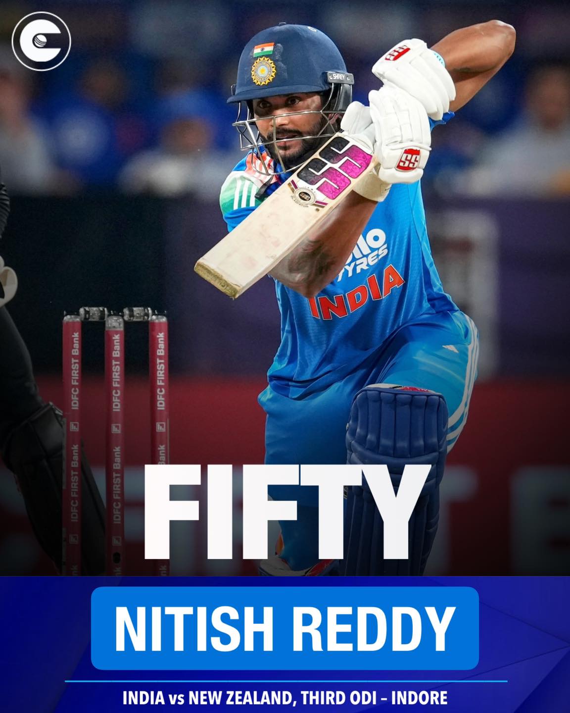 Circle - Maiden ODI fifty for Nitish Kumar Reddy. An impressive innings ...