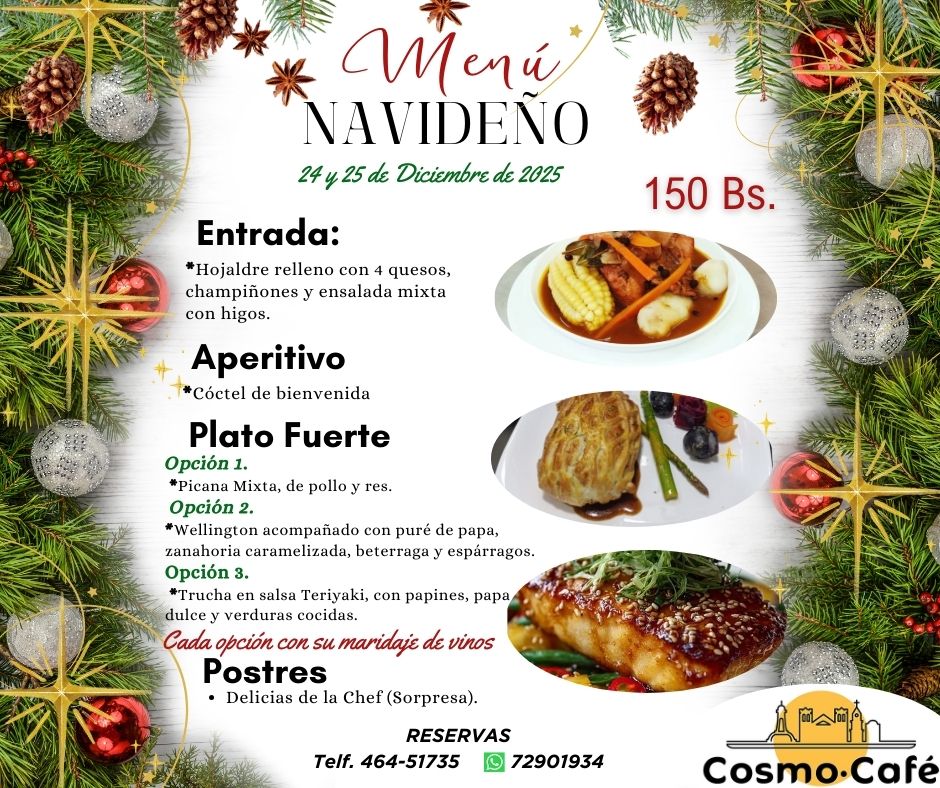 Cosmo - Menú navideño, 24 y 25 de diciembre 2025. Ven a compartir en ...