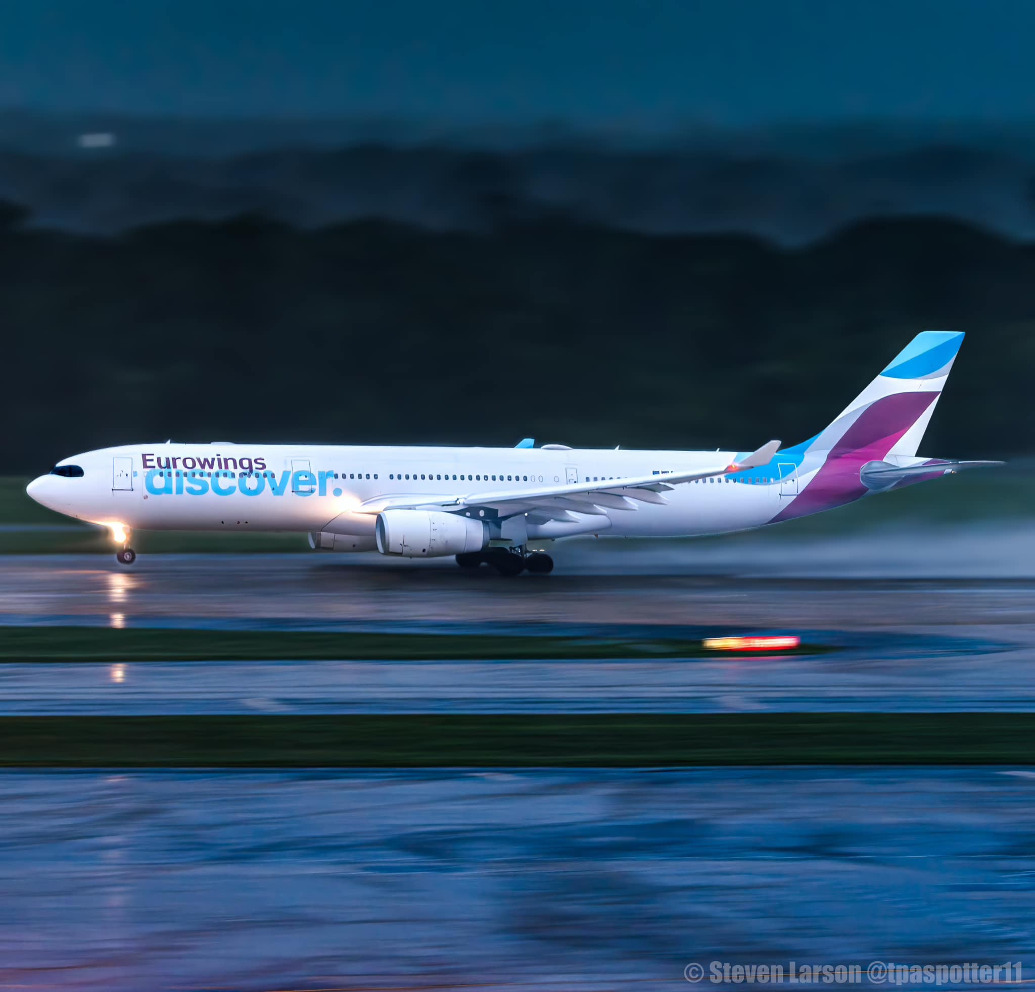 Eurowings Airbus A330-343 in hybrid livery takes off