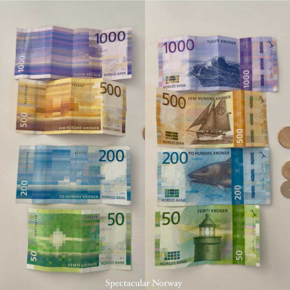 The front and the back of the Norwegian banknotes, what do you think?