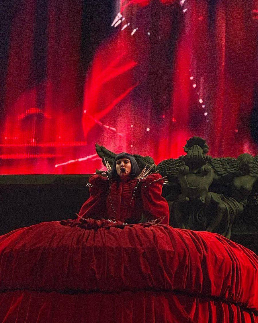 lady gaga coachella red dress kicks off night 2 of The MAYHEM Ball in Saint Paul with the original bob wig a year later. . . . #gaga #ladygaga #mayhemball Lady Gaga red dress performance