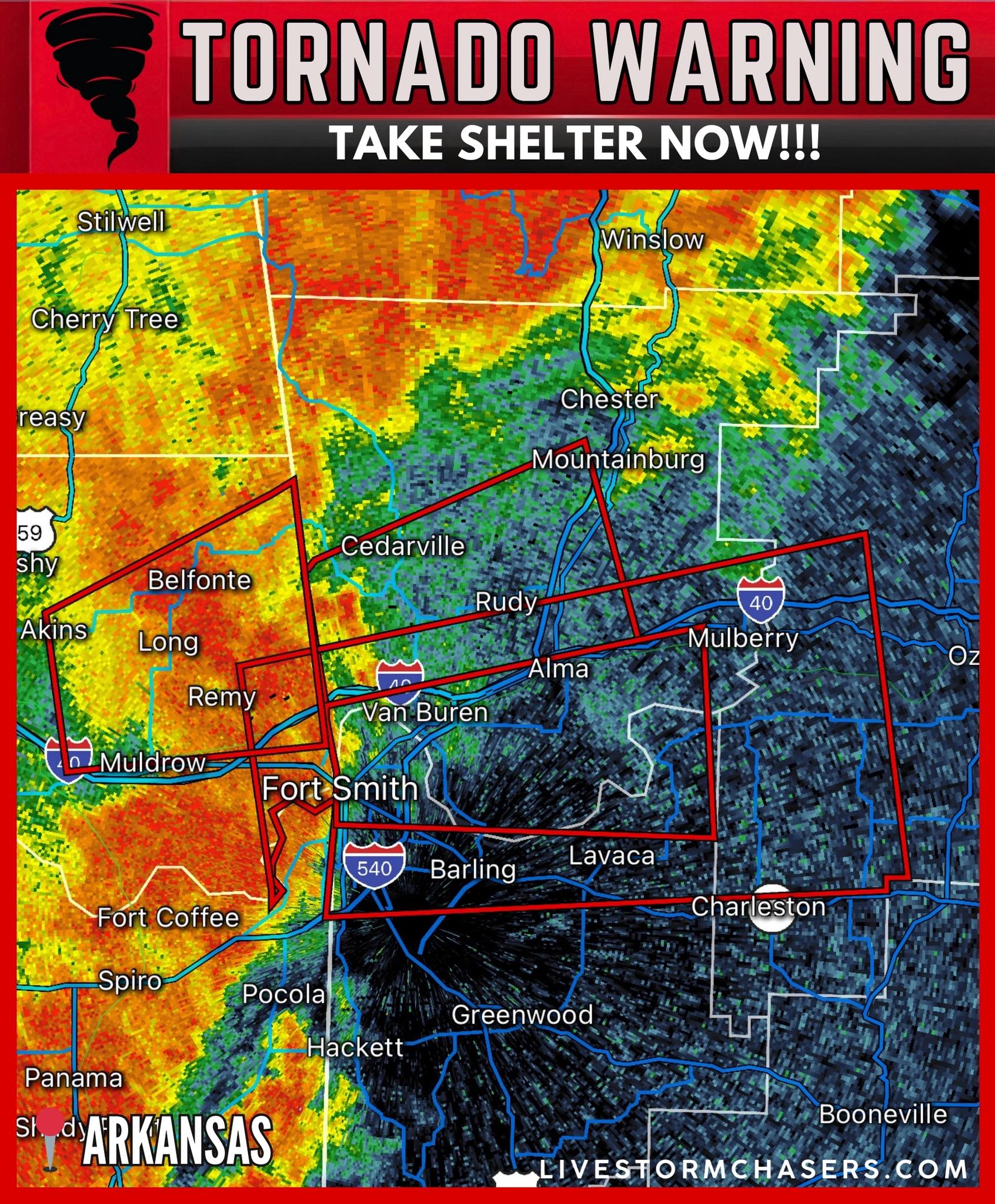 MULTIPLE TORNADO WARNINGS - FORT SMITH, ARKANSAS AREA: A severe