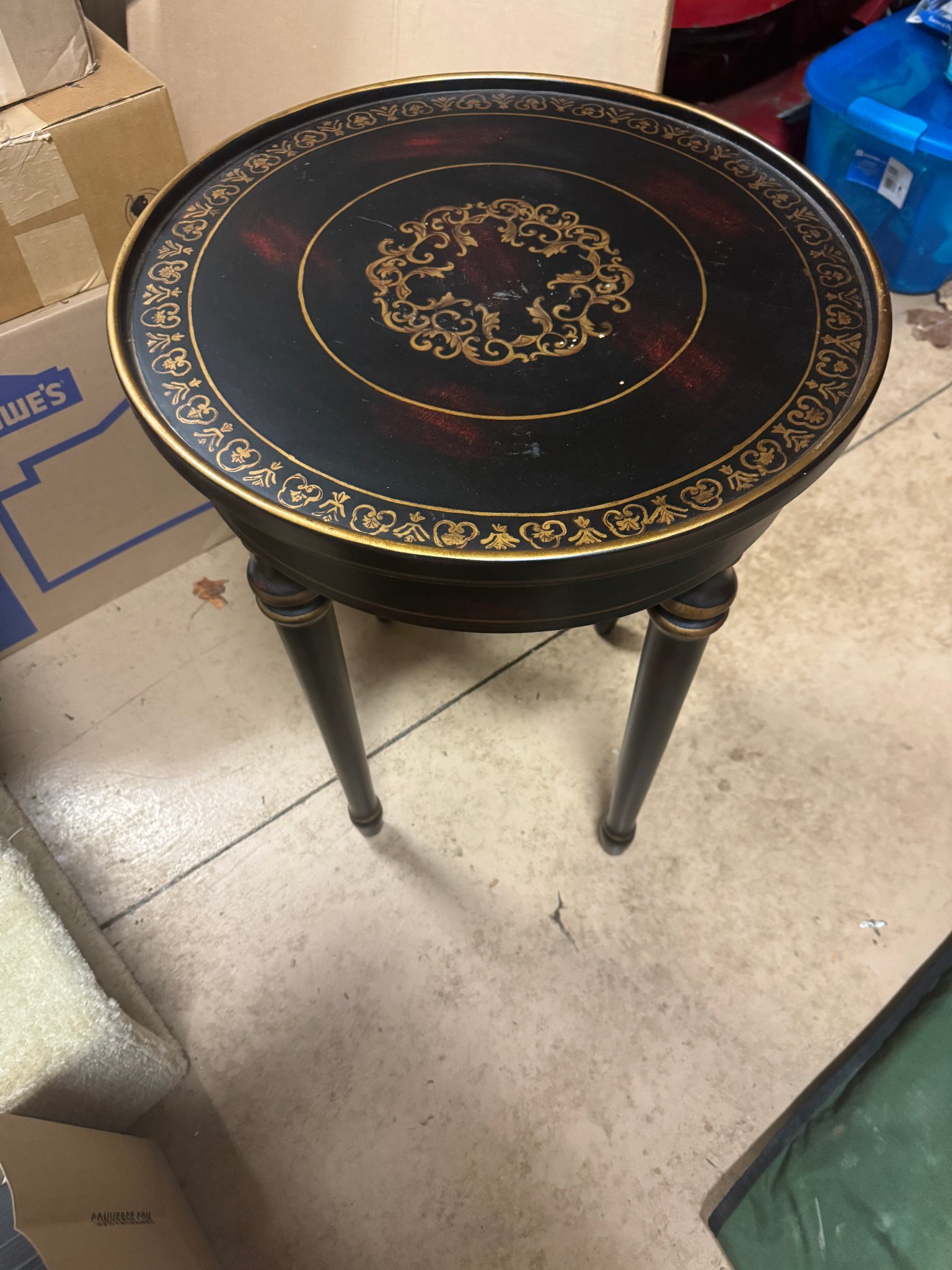 Bombay Company Black & Gold Regency Accent Table – Round Tray-Top - End ...
