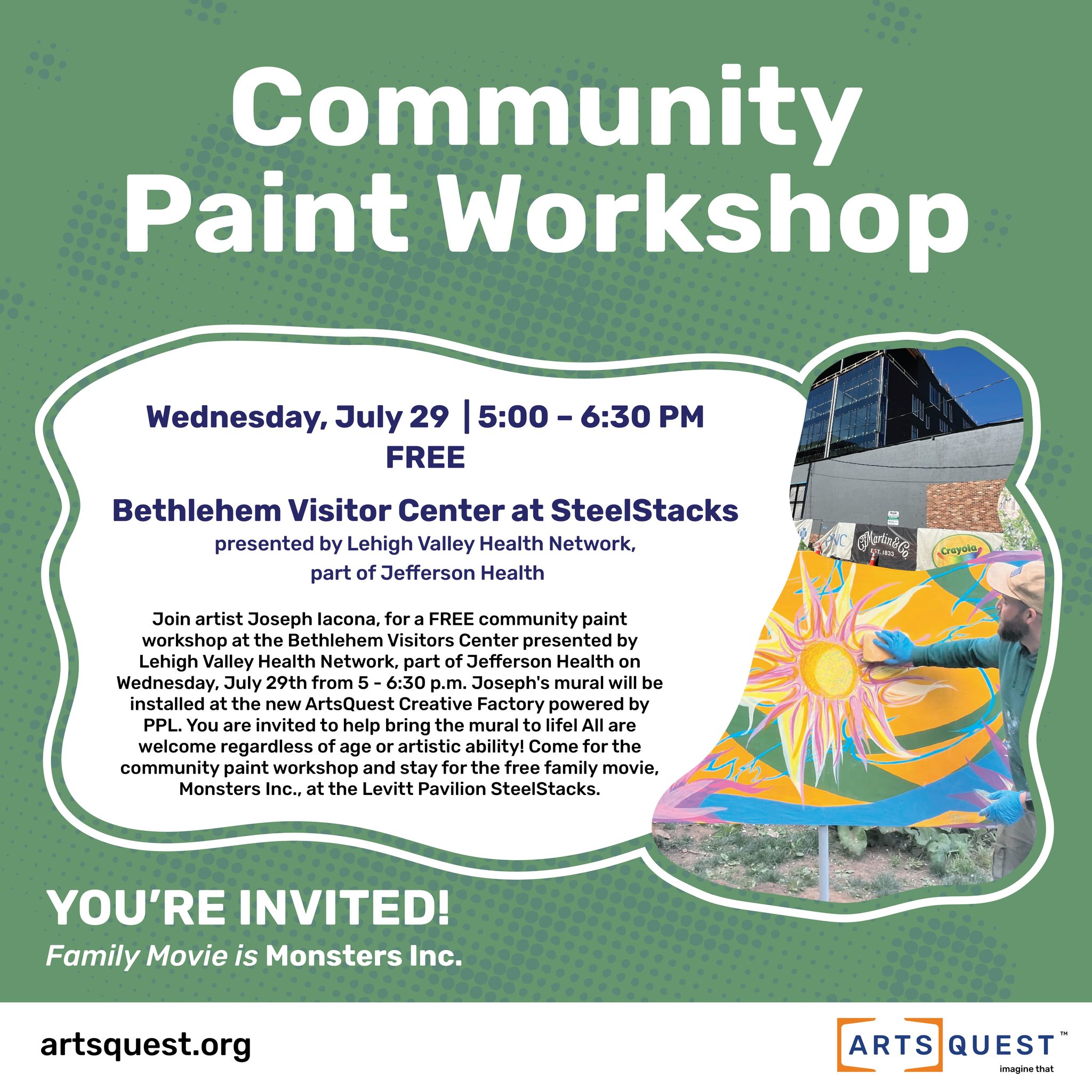 アート・デザイン・音楽 Planning and Community Action Help bring a community mural to life! Join artist Joseph Iacona