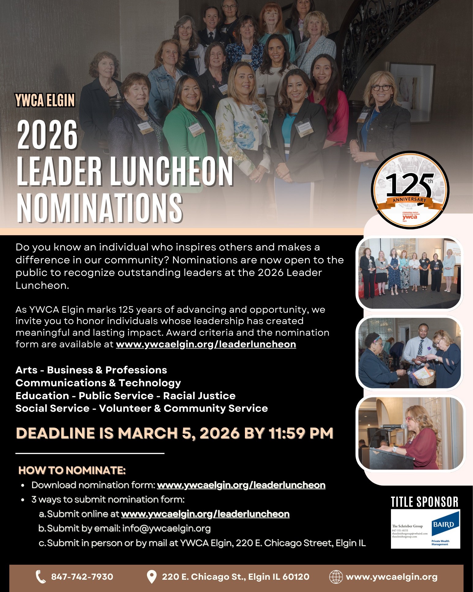YWCA - Nominations Are Open for the 2026 YWCA Elgin Leader Luncheon Do ...