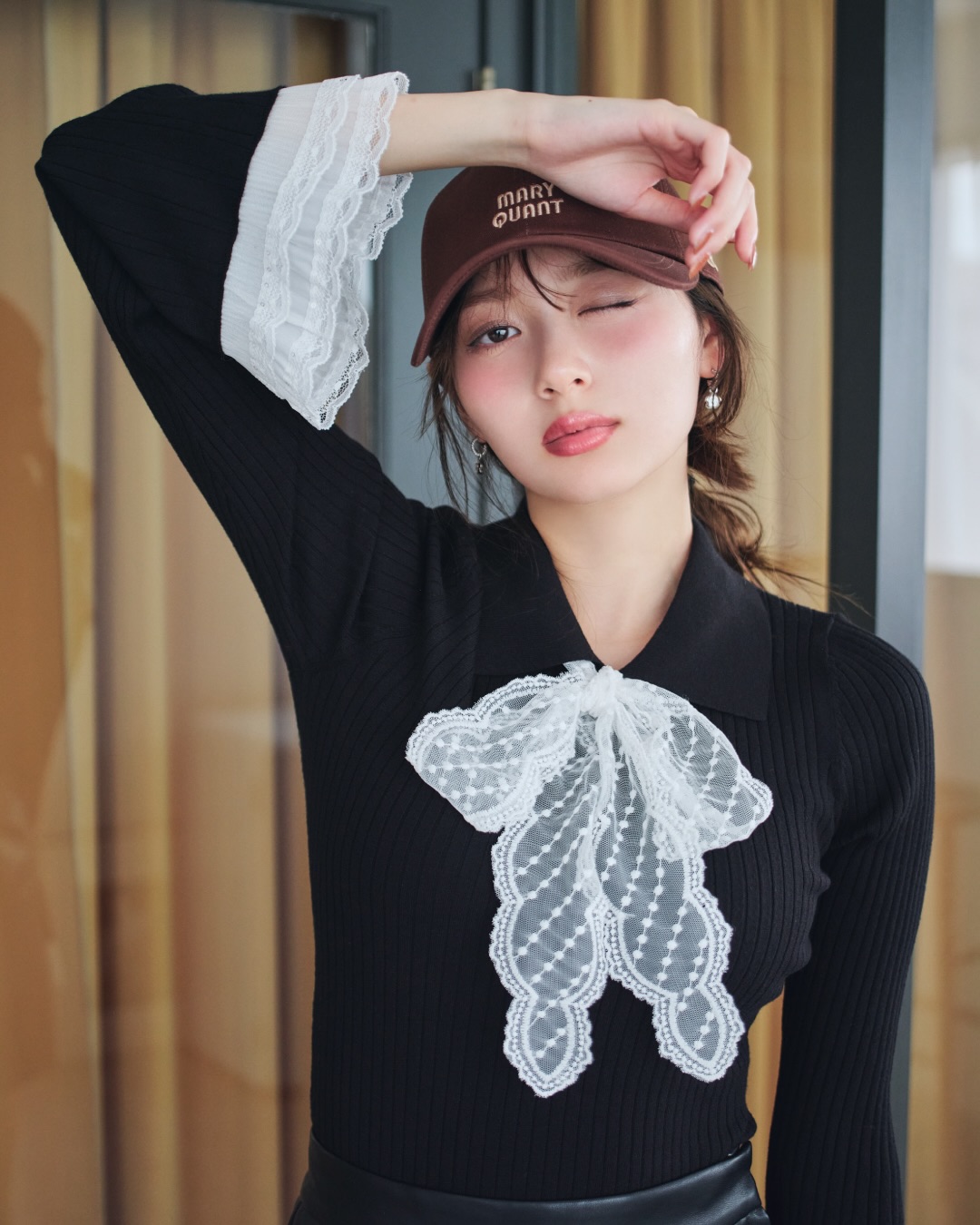 デイジーワンポイント半袖ケーブルカーディガン - #MARYQUANT #FASHION
