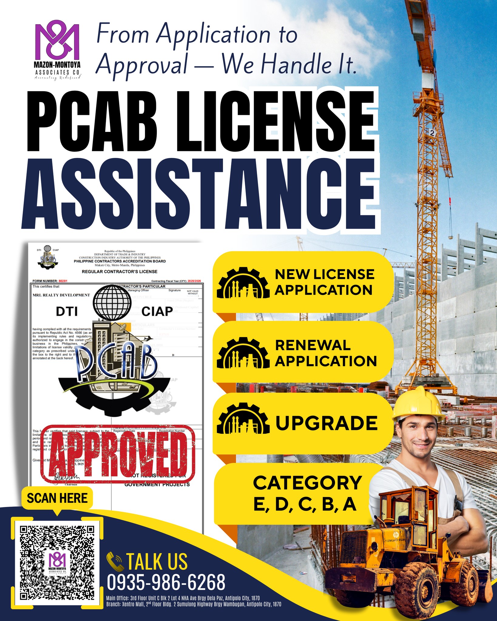 PCAB LICENSE APPROVED – CATEGORY D Congratulations! MRL Realty ...