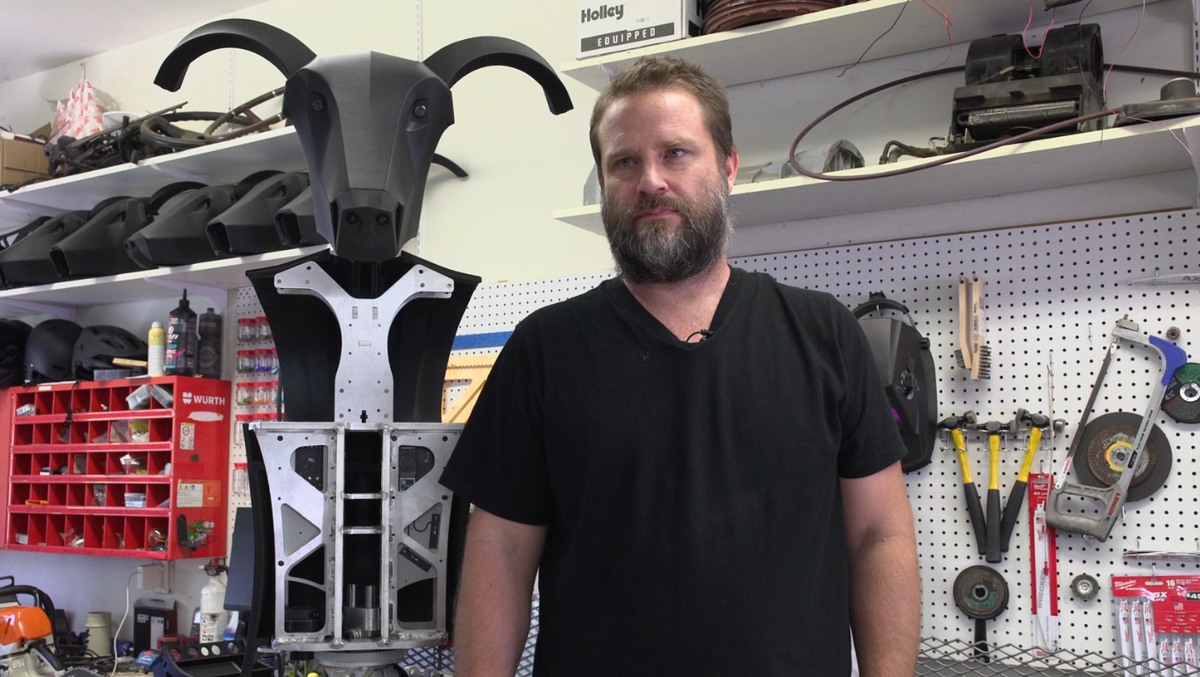 A 7-foot-tall centaur-style robot with a goat head named 