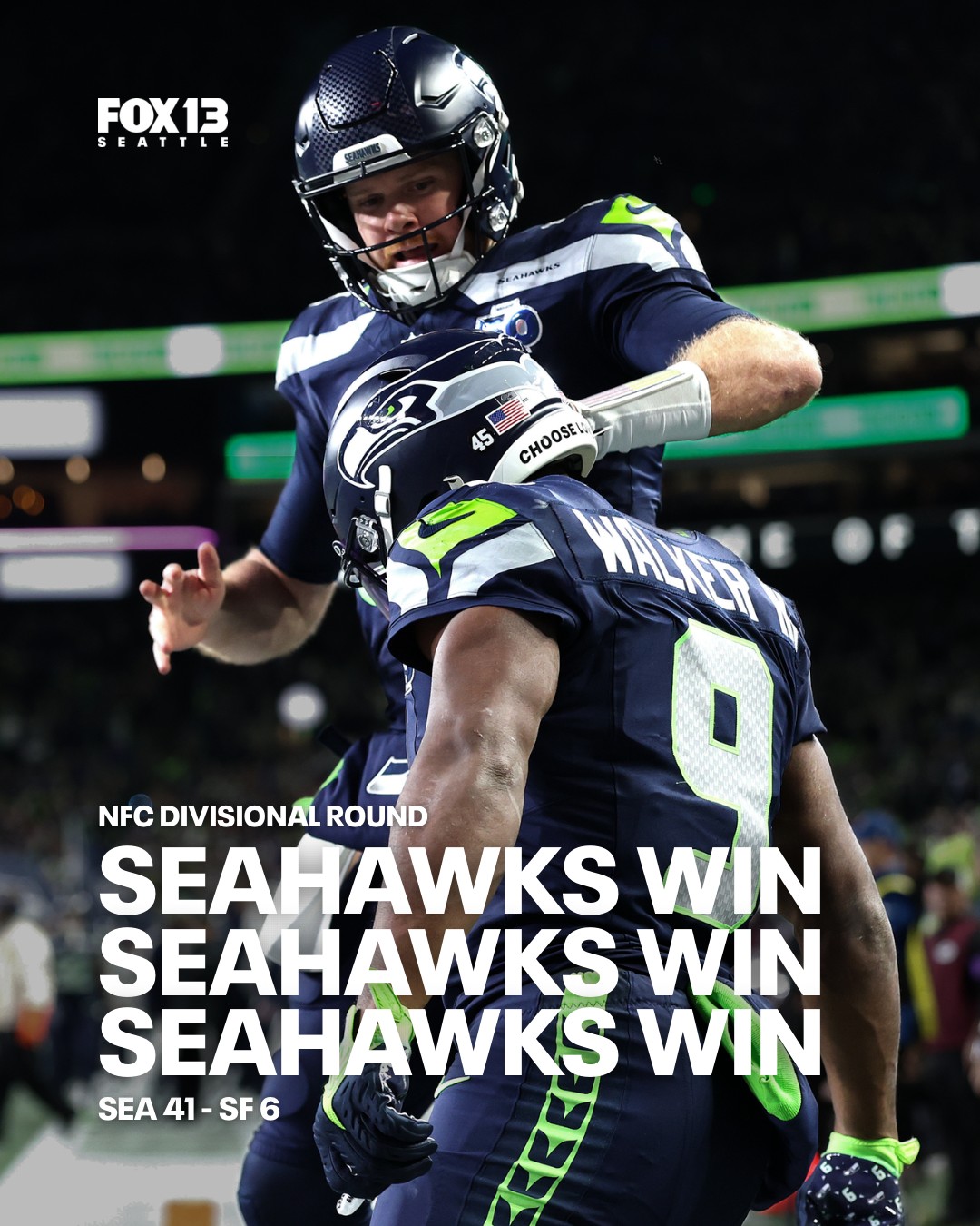 FOX - The Seattle Seahawks beat the San Francisco 49ers 41-6 in the NFC ...