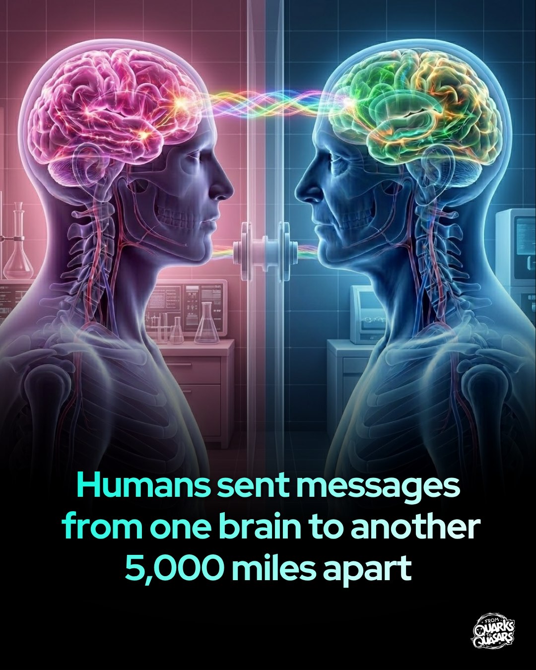 Two humans communicated without speaking, typing, or moving. In a