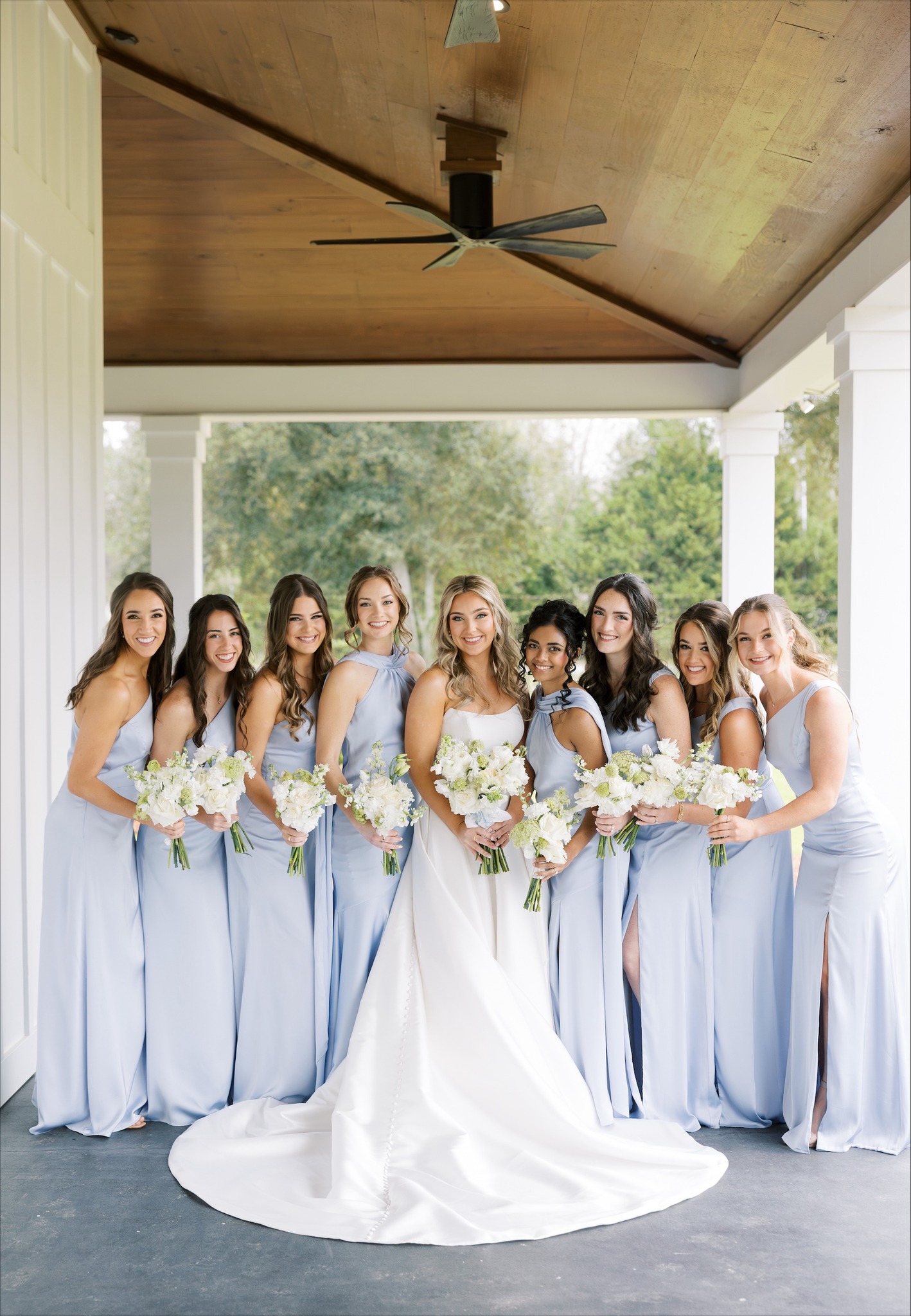 periwinkle blue wedding dress perfection! 🩵 We love a coordinated bridal party in Periwinkle Matte Satin and Dusty matching PJs ✨ Bride: @cassmueller1 Venue: @cow.beach Hair: @pearlandhoneysalon Makeup: @imagebylisaboutique . . . . #bluebridesmaids #bridesmaids up back freely Size:17-36 Regular Fit T272062 Classic Jennifer Jacquard closet_29014