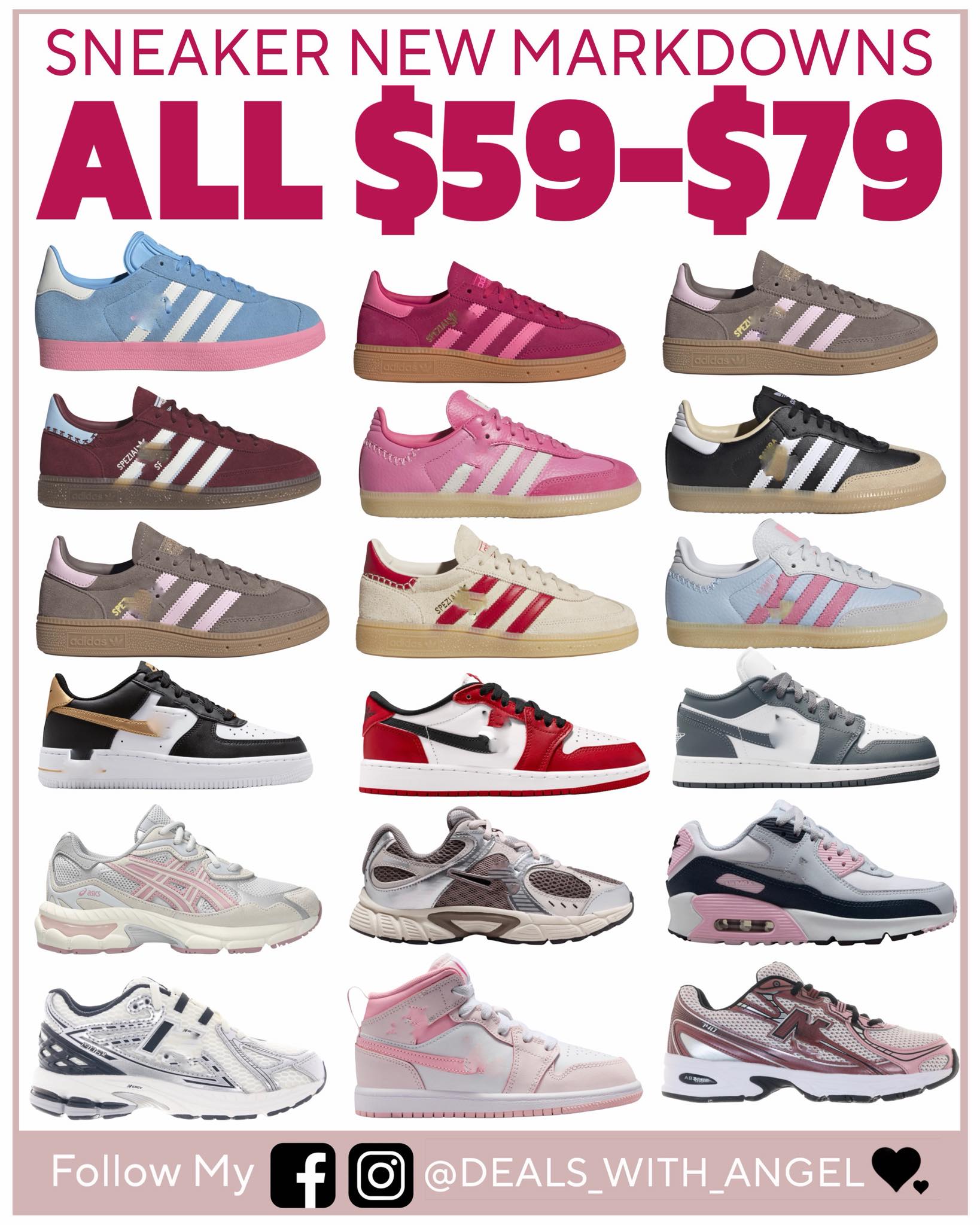New markdowns on over 170 pairs!! All styles pictured and linked