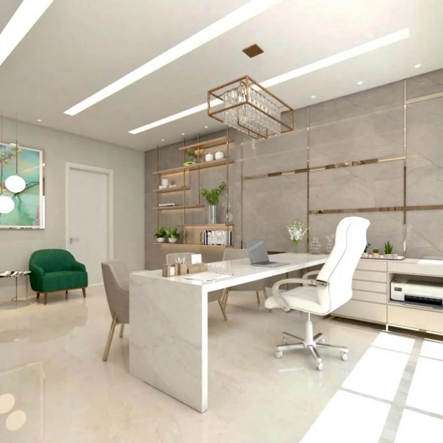 The Marble Top - L-shaped office desk design that holds a... | Facebook
