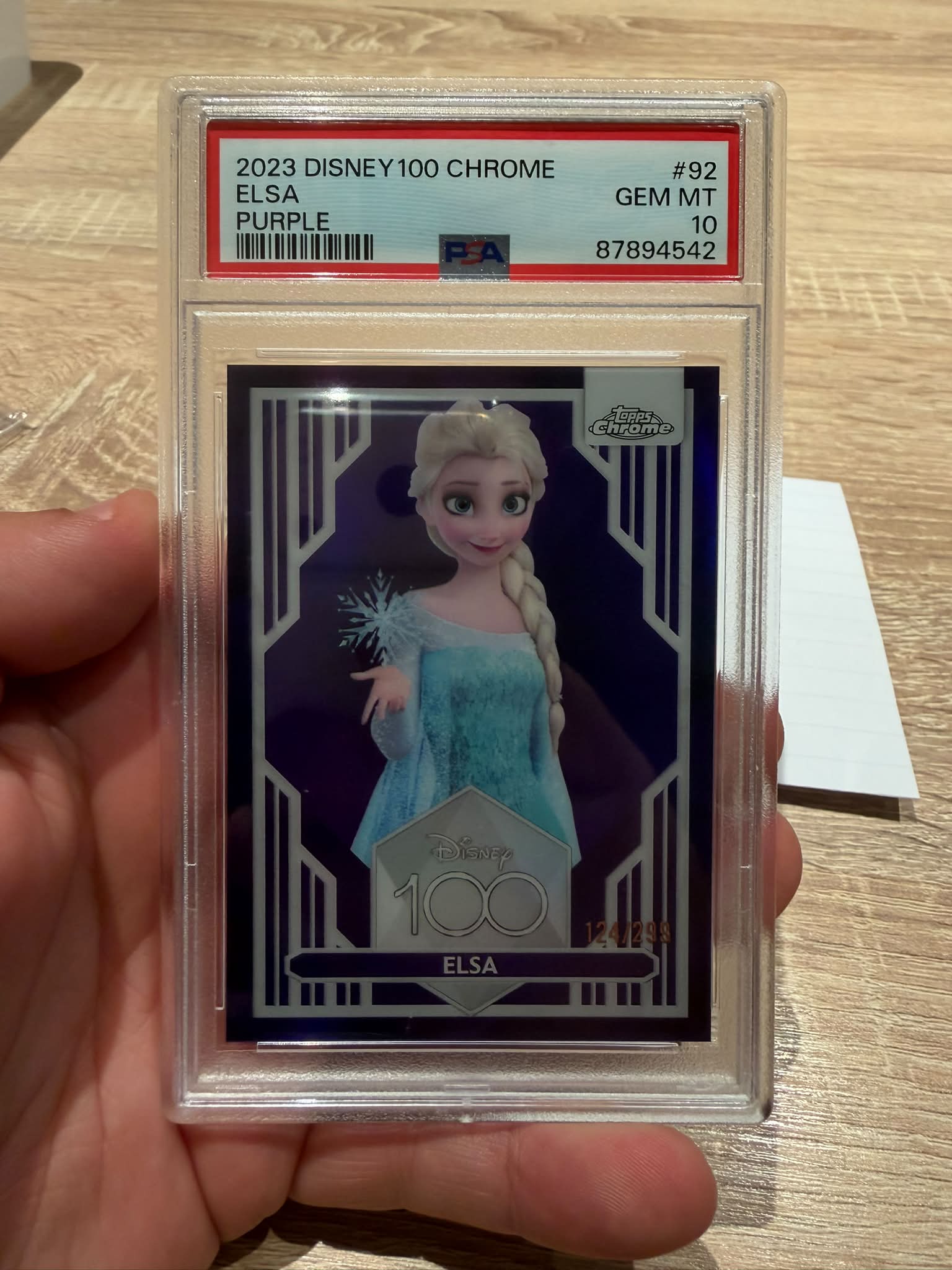2023 Disney 100 Chrome Elsa Purple PSA 10 trading card for sale