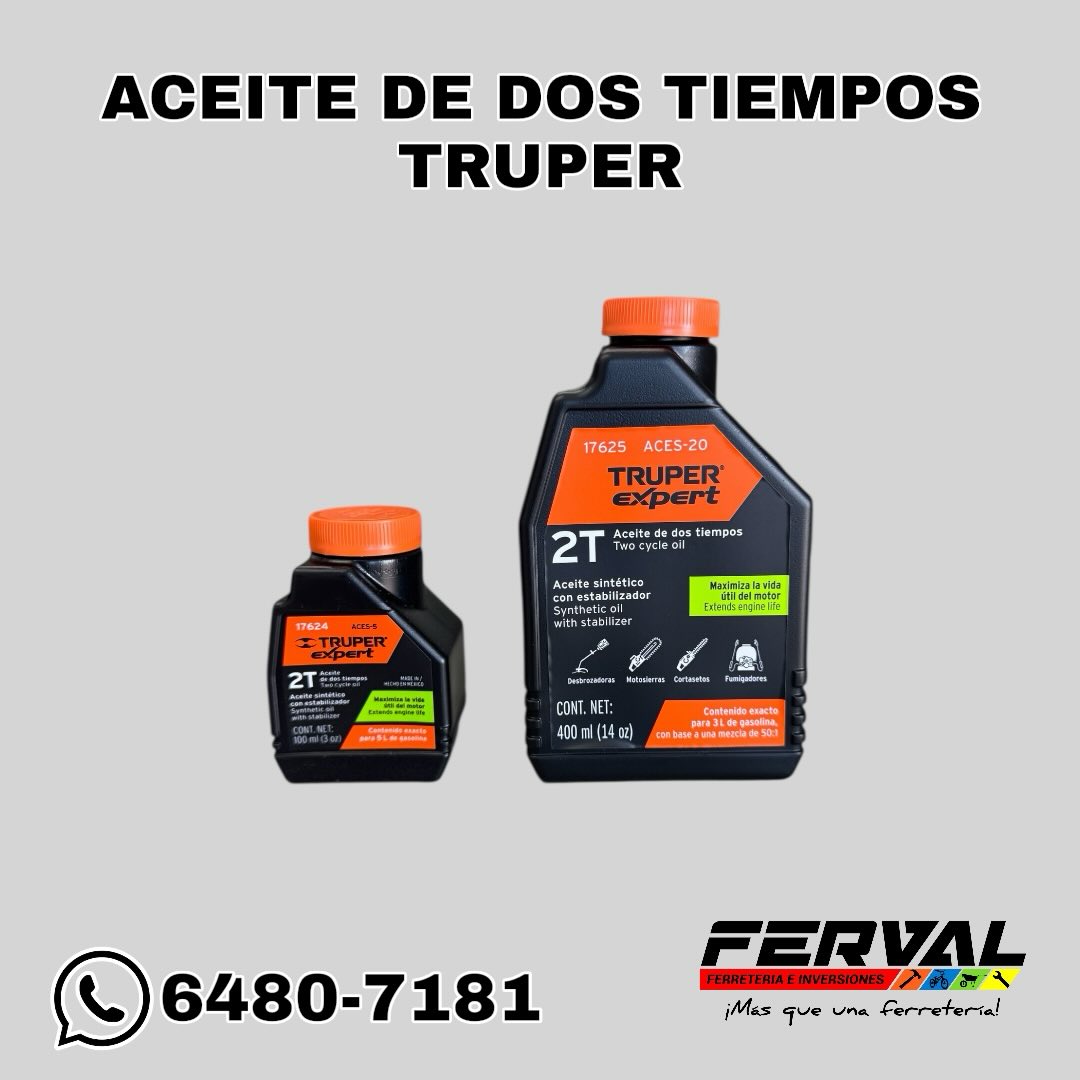 Ferretería - 😃 ACEITE DE DOS TIEMPOS TRUPER 🙌🏻💯🍃🪵 💵 Precio: $ 📍 FERVAL ...