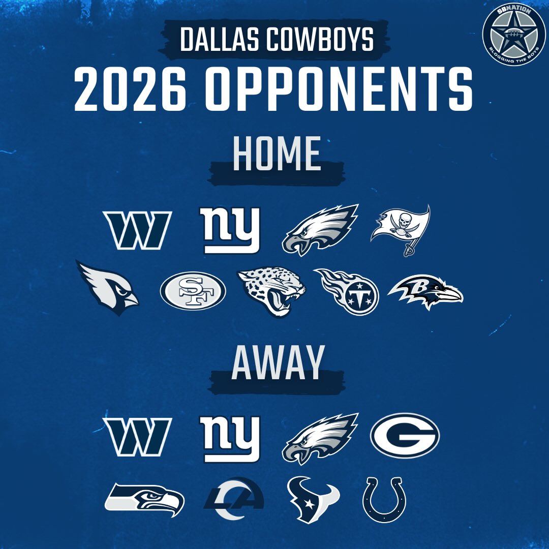 The 2026 Dallas Cowboys opponents are... - Blogging The Boys | Facebook