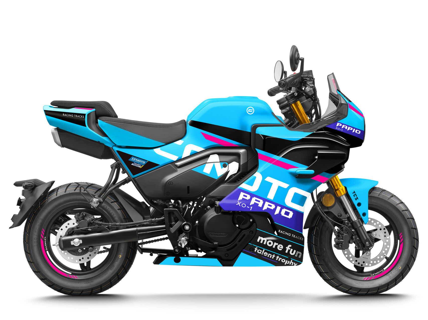 CFMoto has officially unveiled the 2026 XO Papio Racer, a mini