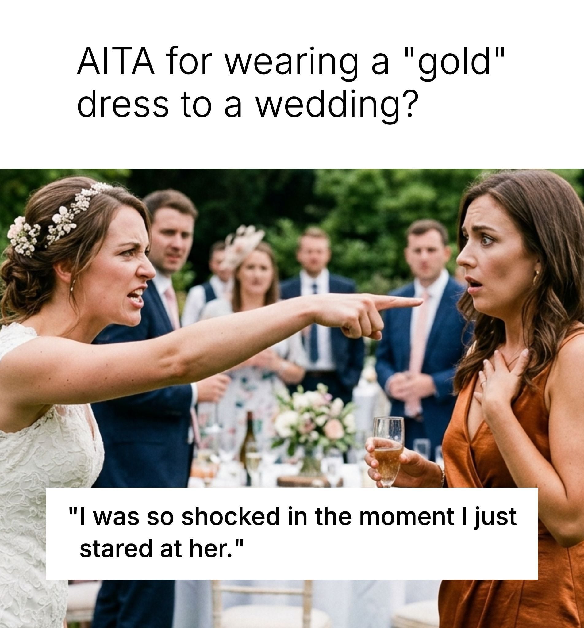 aita for wearing a gold dress to a wedding Woman wears conservative wedding, gets called out Wedding guest dress