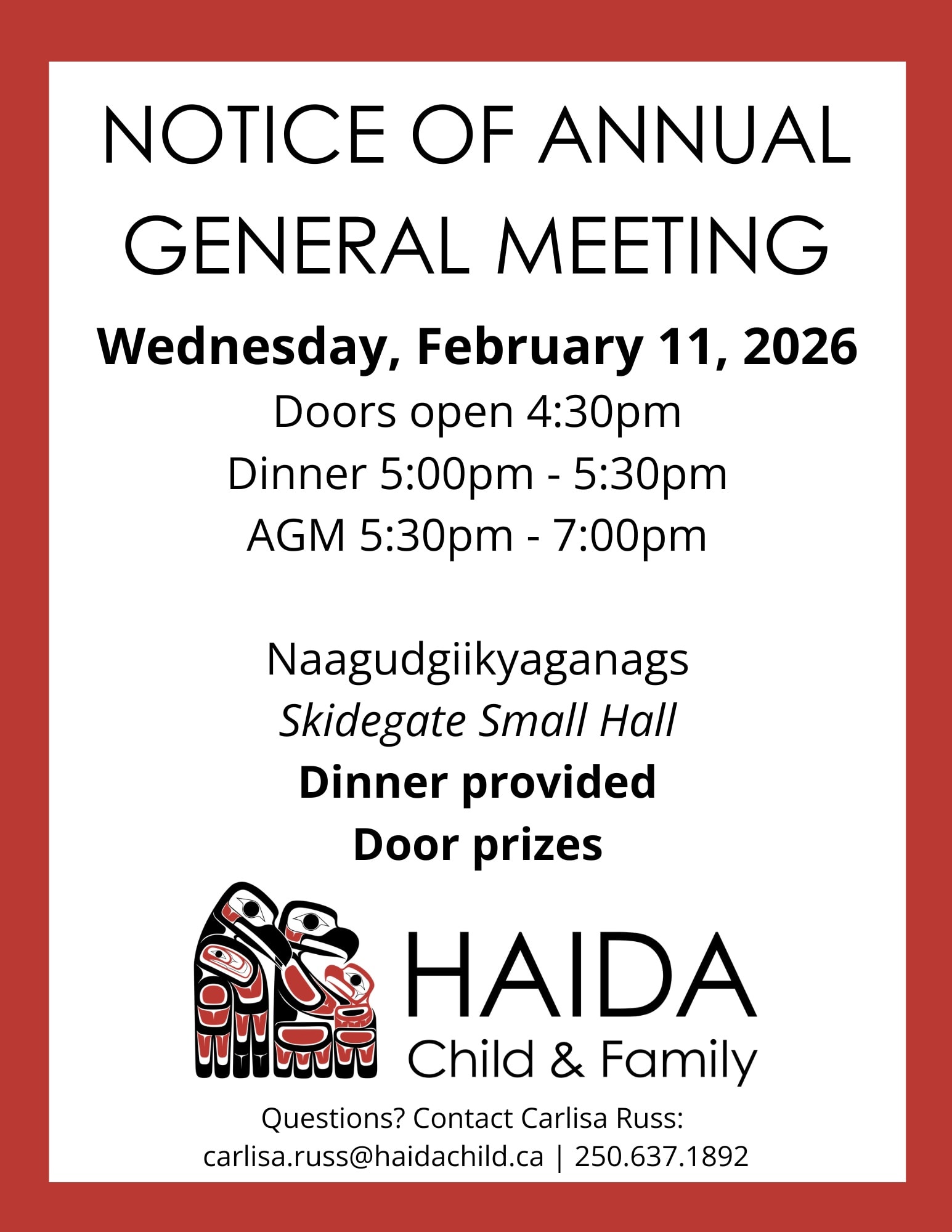 🌟‼ Notice of Annual General Meeting... - Haida Child & Family | Facebook
