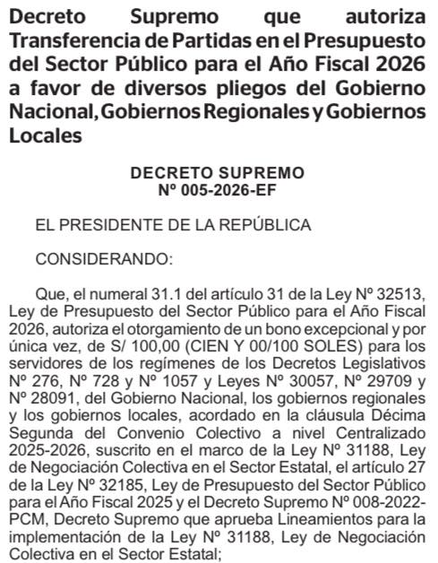 Marco Cosme - DECRETO SUPREMO N° 005-2026-EF ️ Decreto... | Facebook