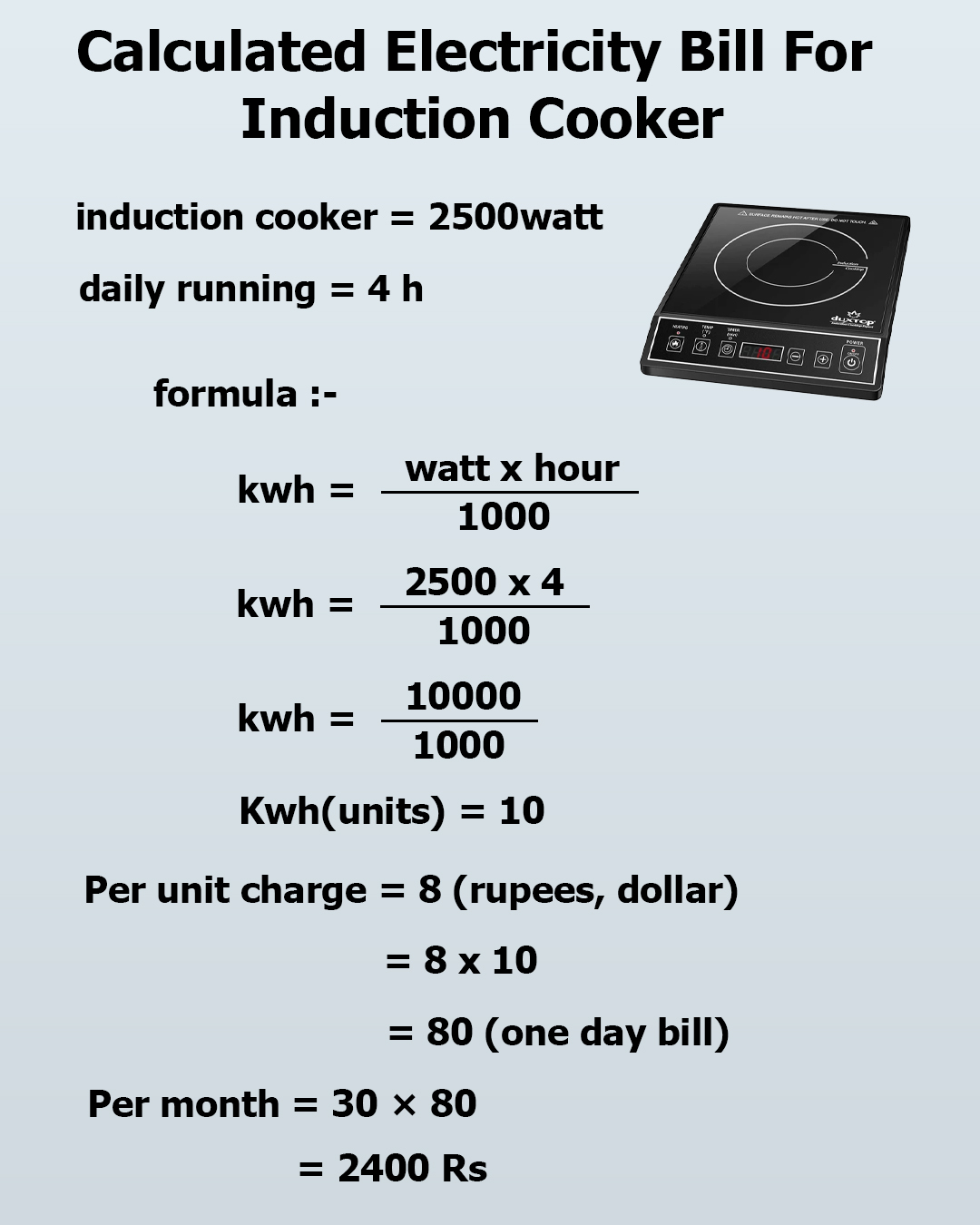 Homemade - Calculated Electricity Bill For Induction Cooker # ...